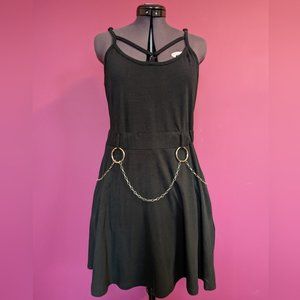 Hot Topic Chain Belt Strappy Skater Dress Black Medium